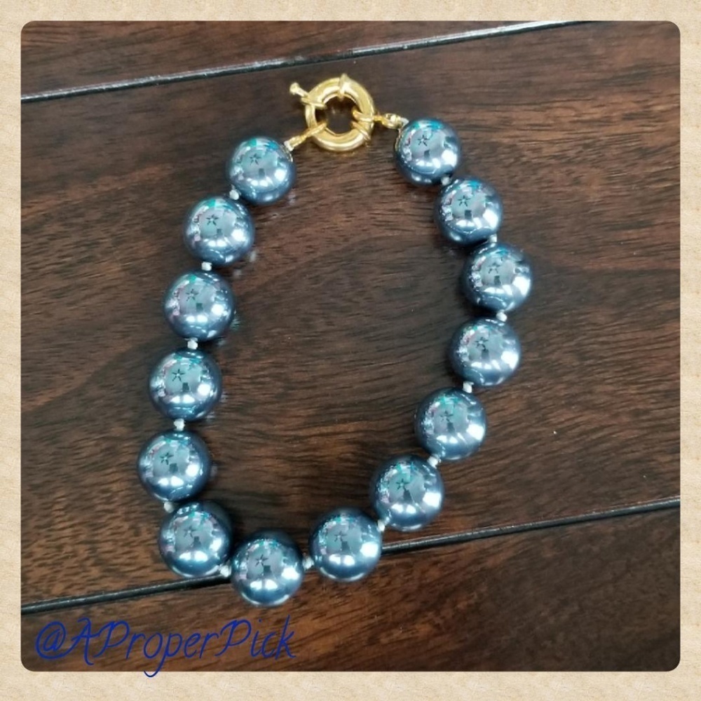 Vintage Glass Bead Metallic Look Bracelet